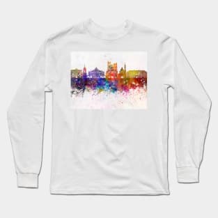 Amiens skyline in watercolor background Long Sleeve T-Shirt